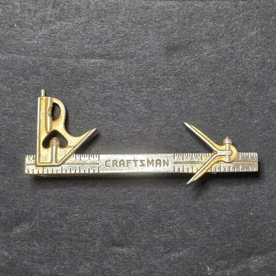 Craftsman Combination Square Tie Clip Ruler Compass Sears Employee Vintage
