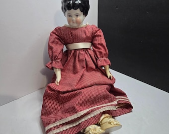 Hertwig China Head Blonde Doll Dorothy, Antique Late 1900 to 1907