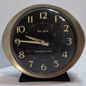 Vintage Westclox Big Ben Alarm Clock 6-58055 Black Dial Wind Up USA Works