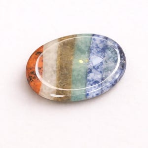 7 Chakra Worry Stone, Polished Mini Crystal for Grounding and Meditation