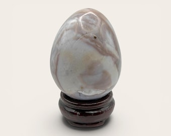 Botswana Agate Egg, Natural Stone Display Piece with Banding