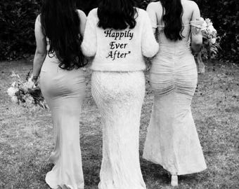 Personalized Bride Cardigan, Custom Embroidered Wedding Sweater, Bridal Morning Outfit