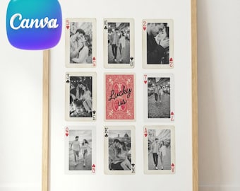 Editable Playing Card Photo Collage | Canva Template Custom Poster | Personalized Couple Gift for Anniversary | DIY Valentine Wall Art