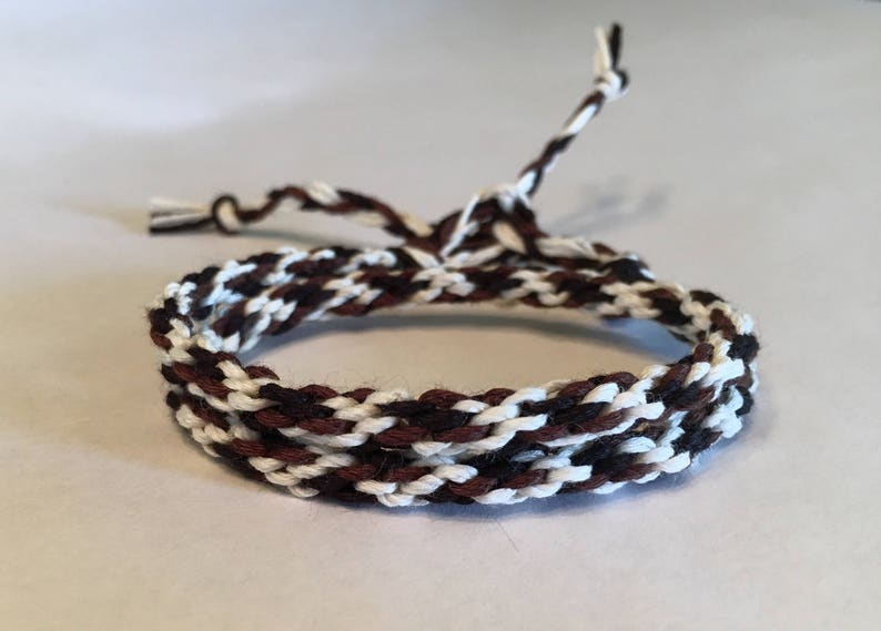 Black Brown and Cream Cylinder Double Wrap Bamboo Bracelet