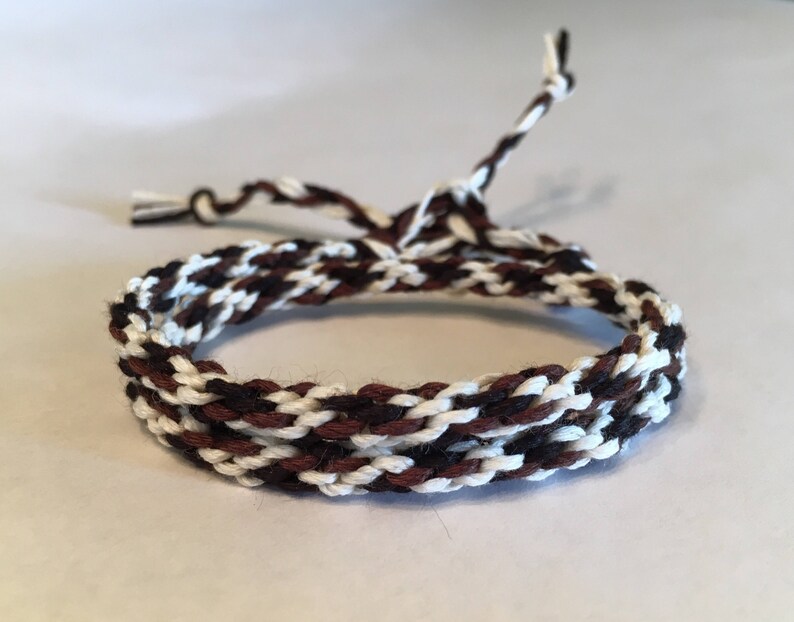 Black Brown and Cream Cylinder Double Wrap Bamboo Bracelet