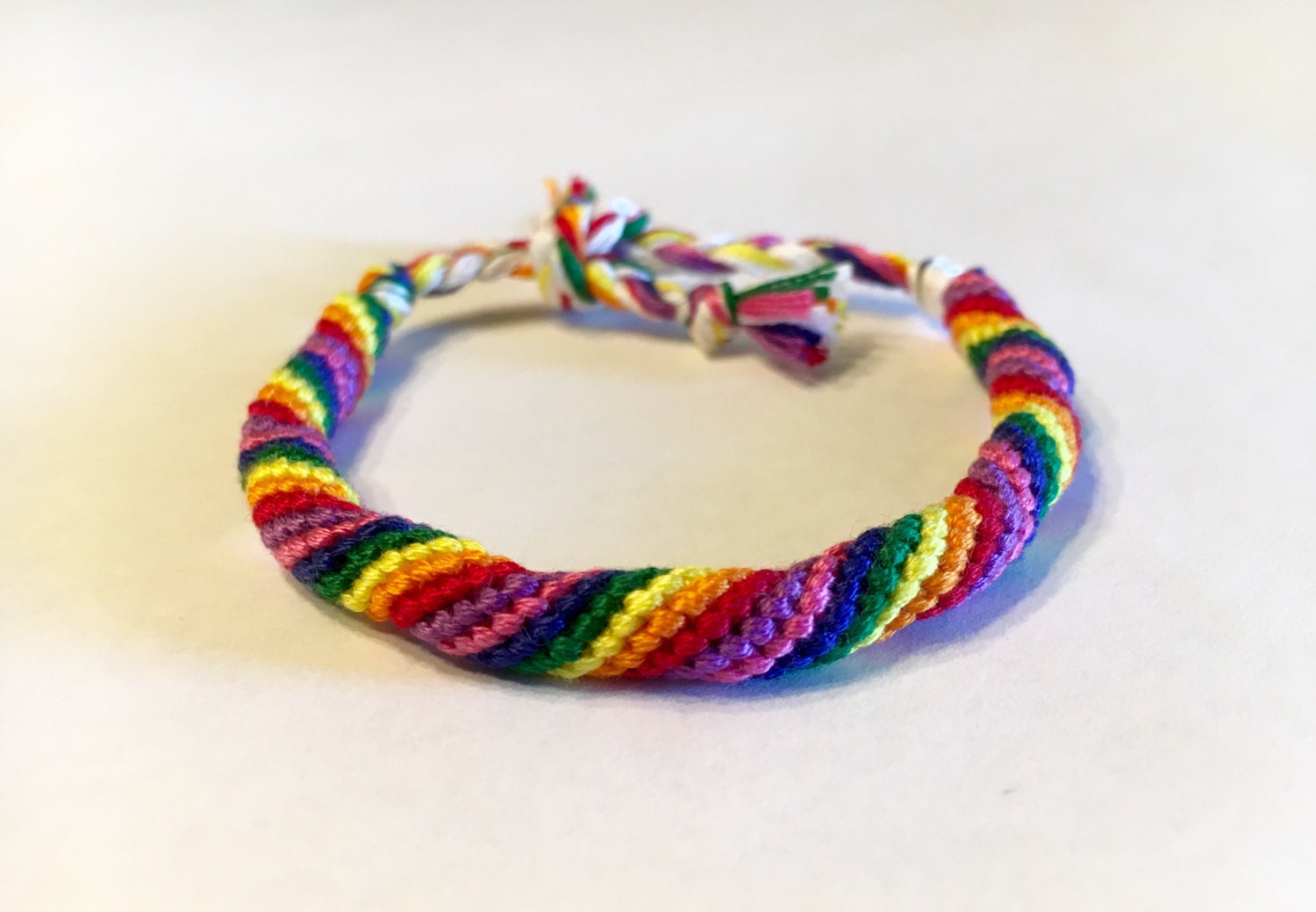 Rainbow Spiral Cylinder Friendship Bracelet | Etsy