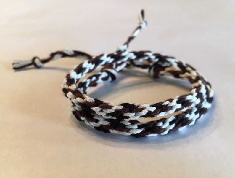 Black Brown and Cream Cylinder Double Wrap Bamboo Bracelet