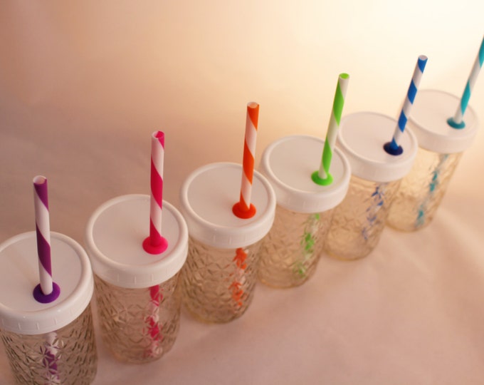 Regular Mouth Mason Jar Cup Lid With Reusable Colored Straw & Etsy