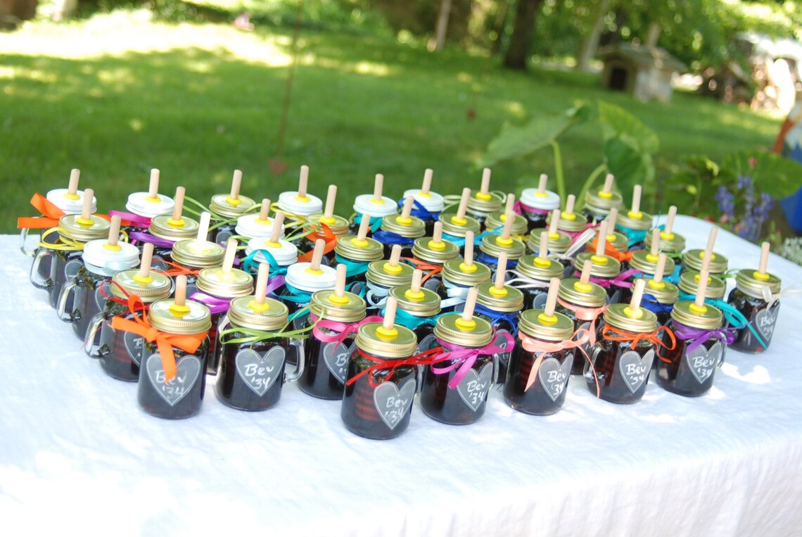 24 Mini Mason Jar Cup Mug Honey Jar With Birch Dipper Set of Etsy