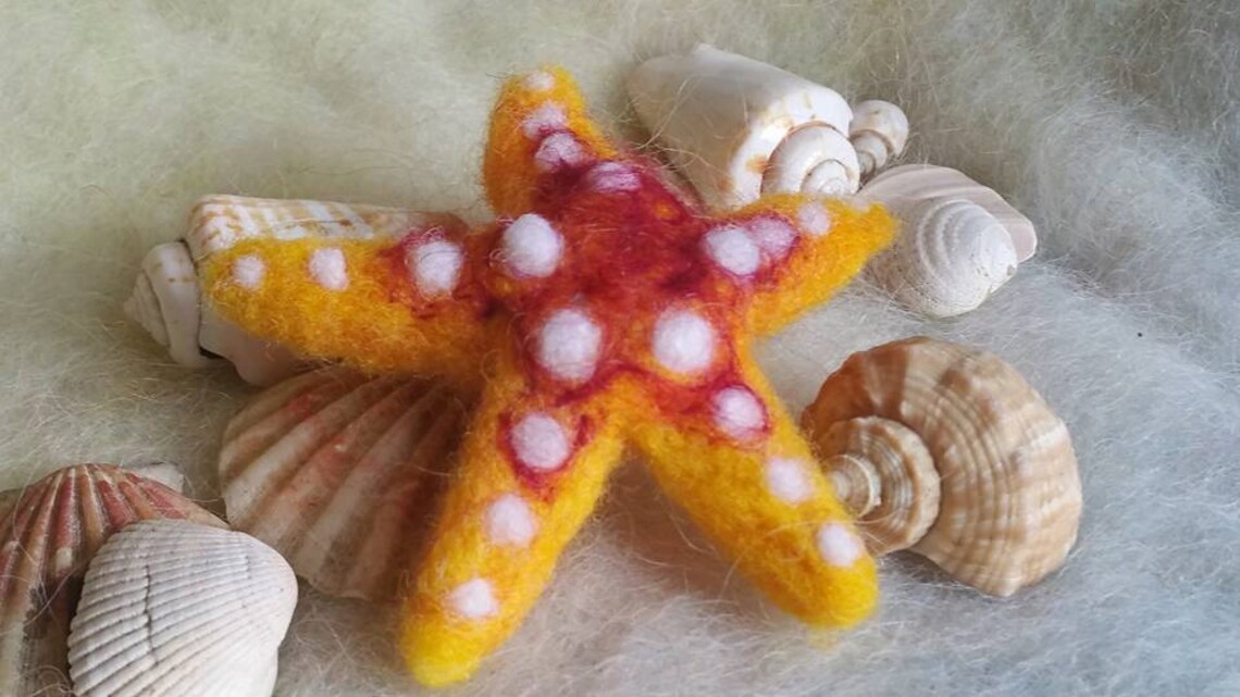 Needle Felted Starfish Whitespot Starfish Handmade Sea Etsy