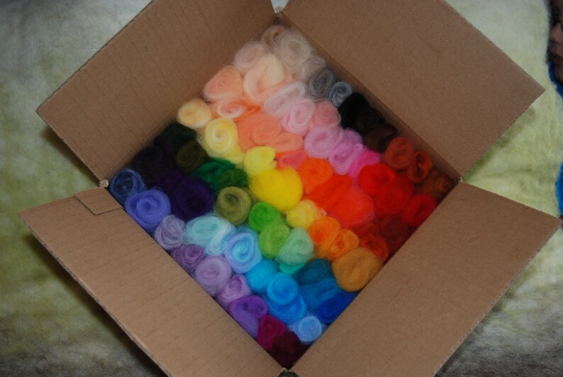 Needle Felting Wool Box of Many Colors With Lavender Sachet & Etsy