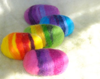 5 Bars of Felted Soap, Rainbow of Colors, Handmade, Lavender Soap