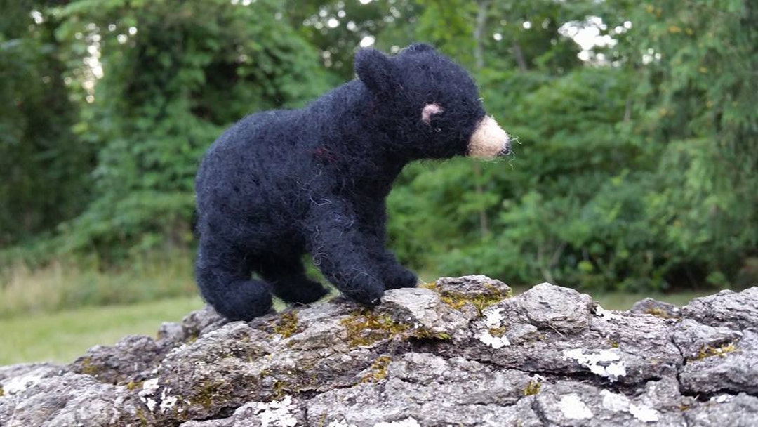 Needle Felted Black Bear Wildlife Woodland Animals Black Etsy