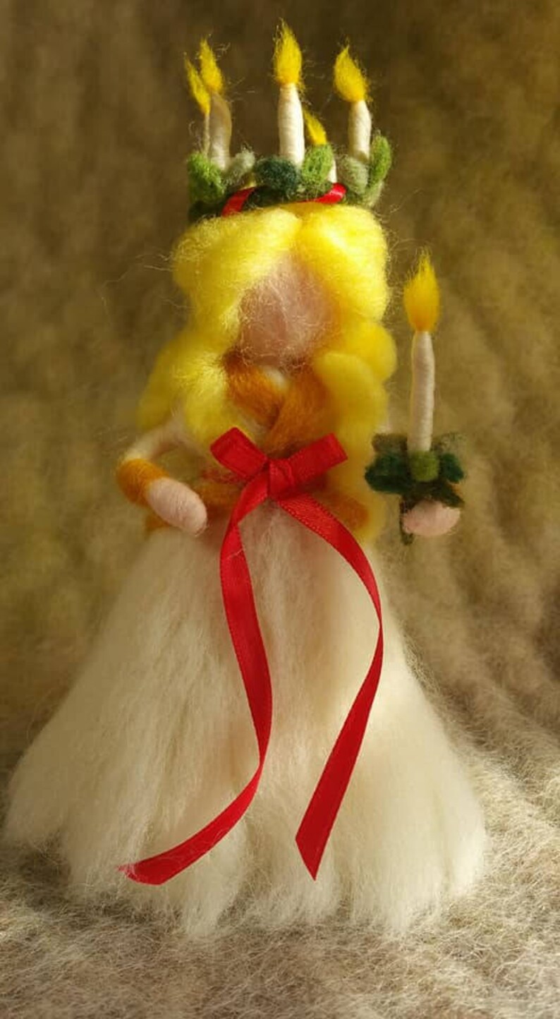 Handmade Needle Felted Ornament St Lucia Needle Felted Figure St Lucia Felted Decoration Christmas Decoration