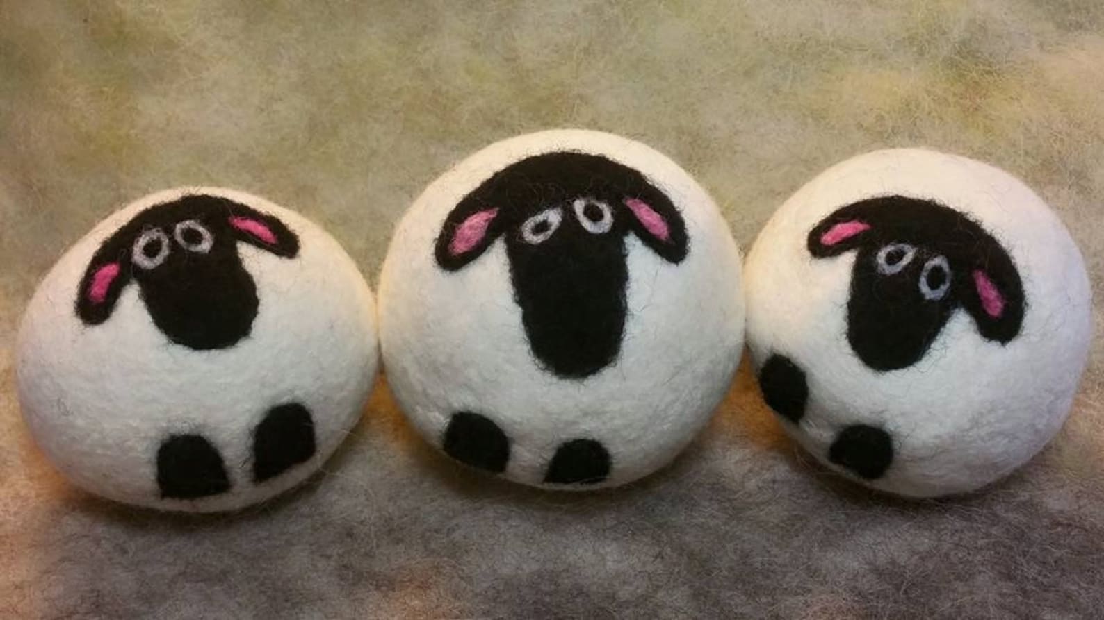 3 Wool Dryer Balls Sheep Black & White Set of 3 Eco Etsy