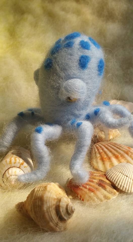 Needle Felted Octopus Blue Octopus Handmade Sea Etsy
