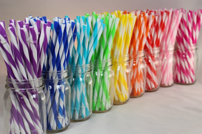 Reusable Straws Bpa Free Eco Friendly Striped Blue Green 1 For Image 0