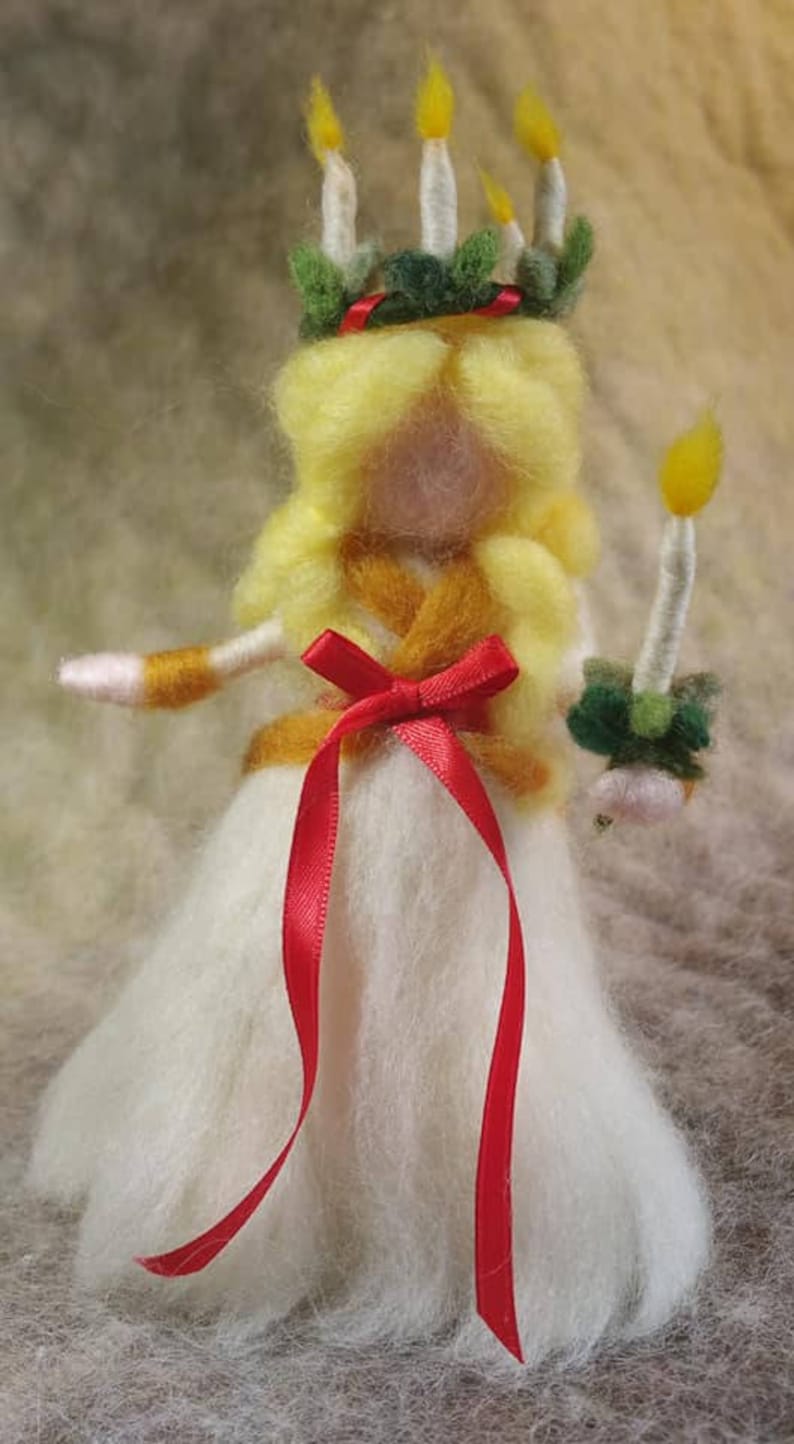 Handmade Needle Felted Ornament St Lucia Needle Felted Figure St Lucia Felted Decoration Christmas Decoration