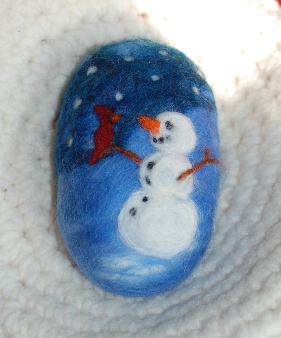 Felted Soap, the Original Snowman With Cardinal, Lavender Soap ...