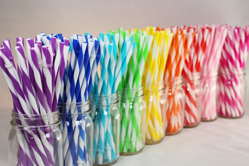 Reusable Acrylic Straws BPA Free Eco Friendly 100 Striped Etsy