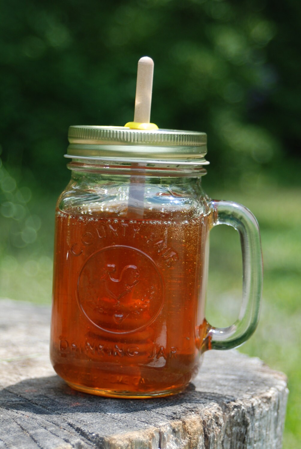 1 Big Mug Mason Jar Honey Pot With Birch Dipper Empty Honey Etsy