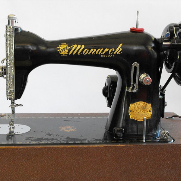 Reserved - Vintage Sewing Machine Singer Clone Class 15 metal sewing machine Monarch Deluxe with all attachments