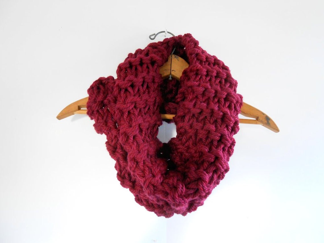Burgundy Red Oversized Knit Wool Scarf main image 1