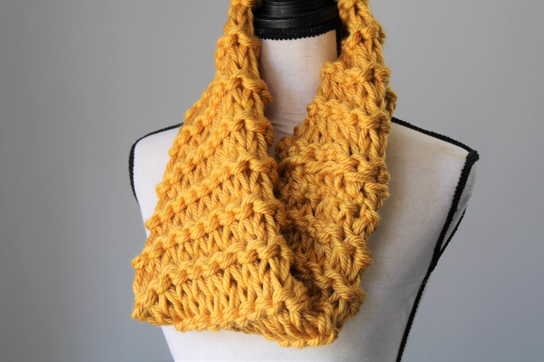 Mustard Yellow Cowl / Chunky Knitted Cowl / Hand Knit Thick Warm Scarf ...