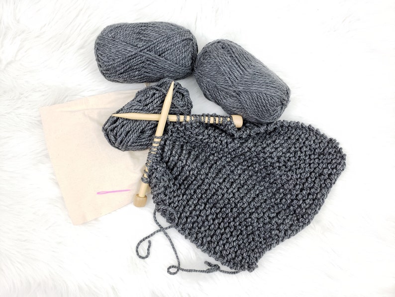 Chunky Infinity Scarf Knitting Kit / Beginner DIY Scarf Kit / Easy Knitting Pattern image 1