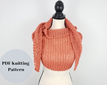 Easy Lightweight Shawl Knitting Pattern / Digital Download Warm Weather Wrap / Quick Knitted Scarf Pattern