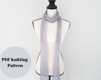 Skinny Scarf Knitting Pattern Fast Beginner Pattern Quick Easy Pattern