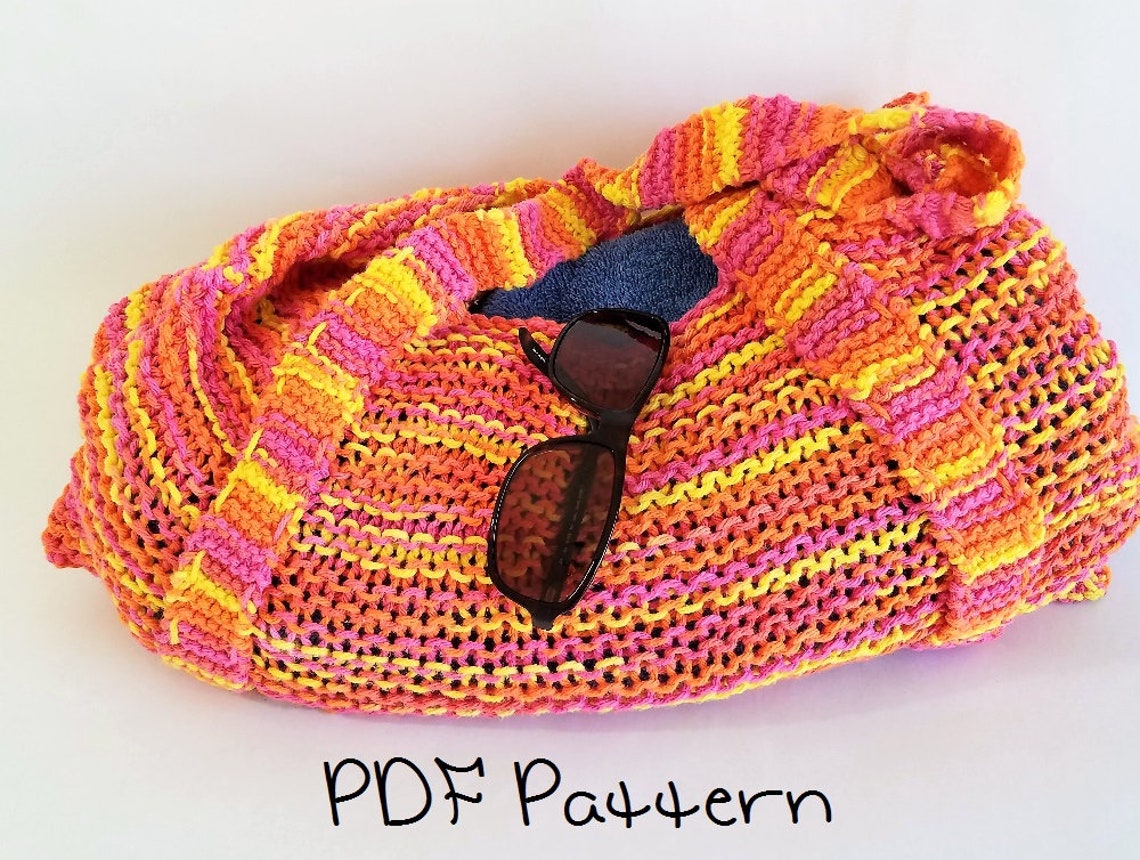 Beach Tote Knitting Pattern Easy Beach Bag Pattern Etsy