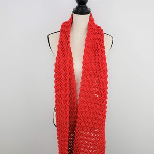 Chunky Red Scarf / Bright Red Knitted Scarf / Warm Cozy Hand Knit Scarf / Vegan Friendly Scarf image 6