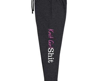 Funny Knit Girl Unisex Joggers, Comfy Women's Knitting Sweatpants, Christmas Gift for Knitters