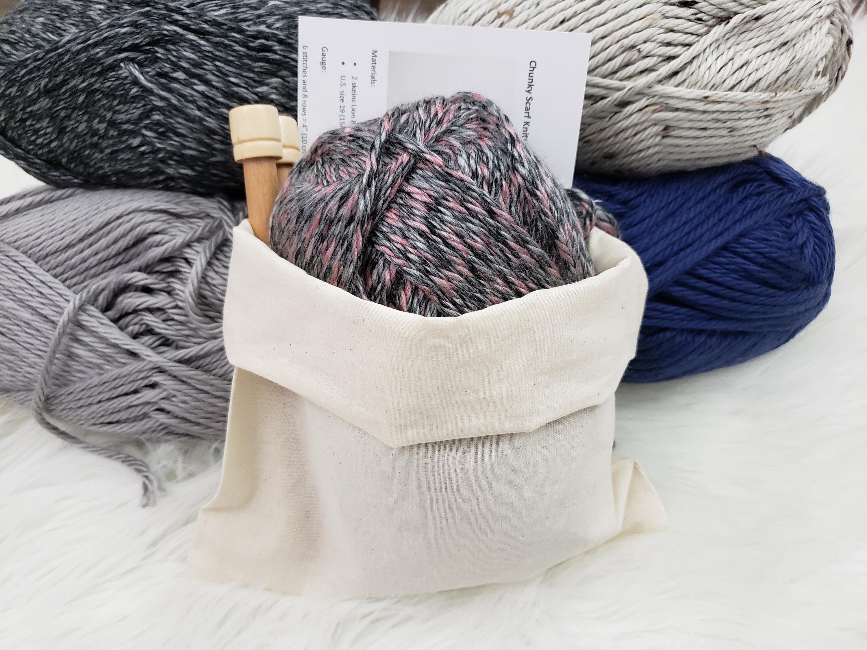 Chunky Scarf Beginner Knitting Kit / Beginner DIY Starter Scarf Kit / Easy  Knitting Pattern 