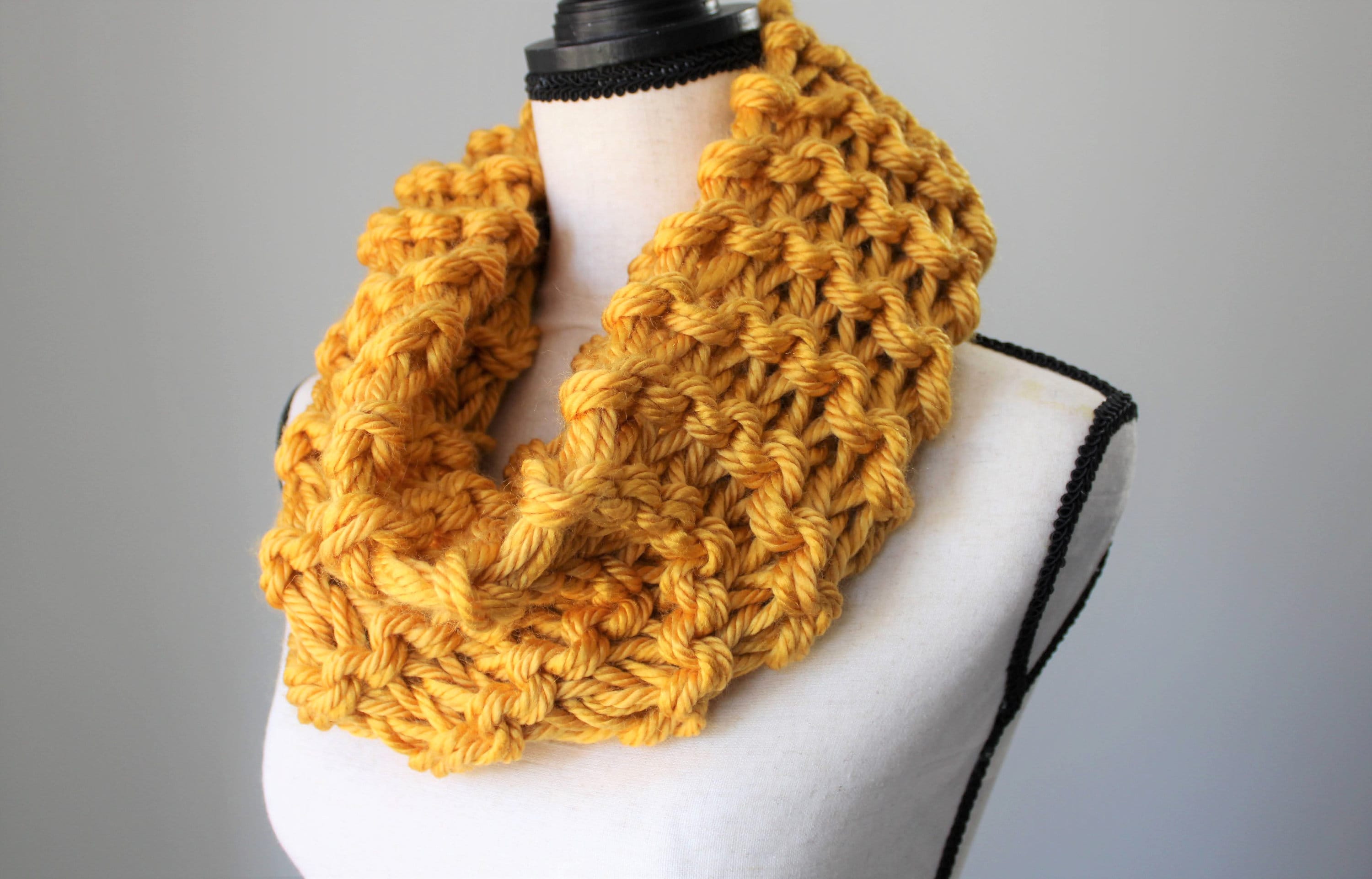 Mustard Yellow Cowl / Chunky Knitted Cowl / Hand Knit Thick Warm Scarf ...