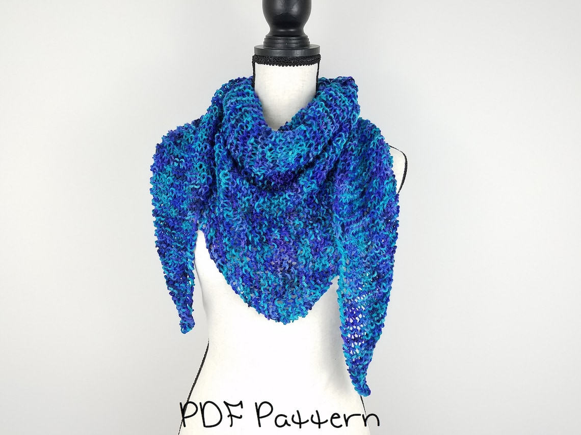 Shawl Knitting Pattern Easy Triangle Shawl Pattern Beginner - Etsy