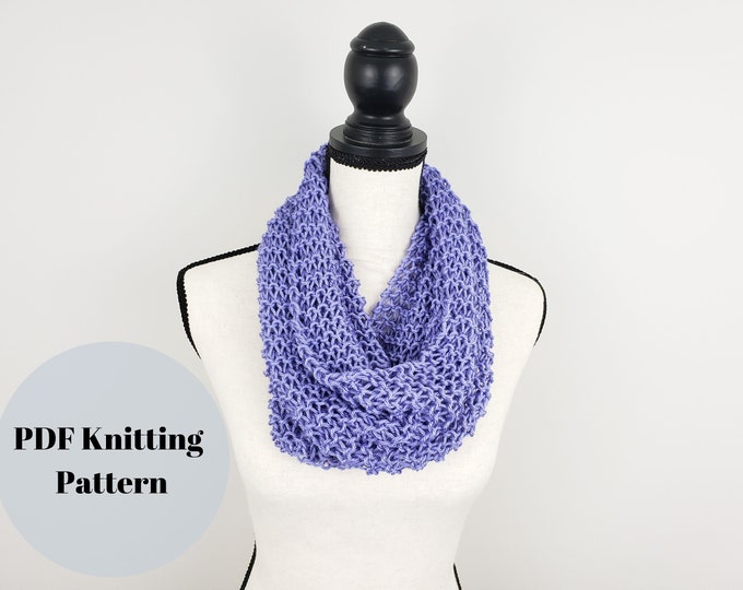 Lightweight Cowl Knitting Pattern Quick and Easy Beginner Knit Cowl