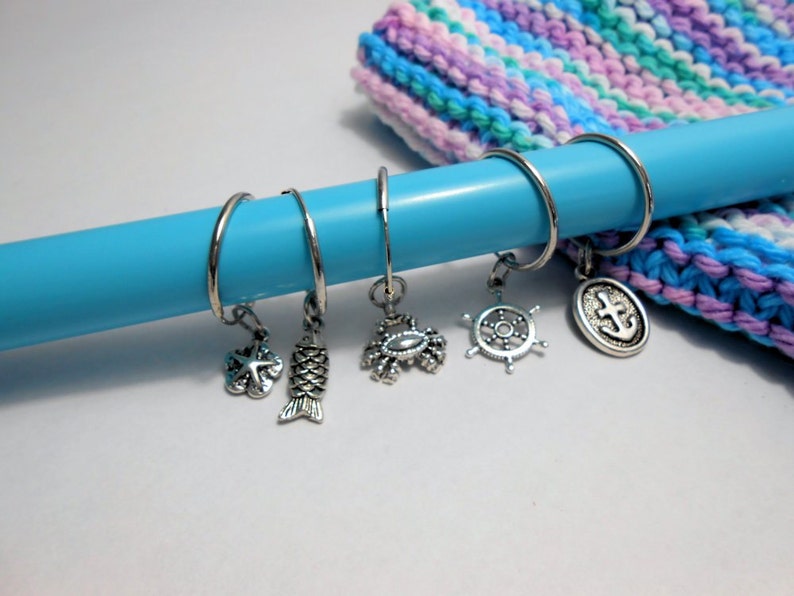 Knitting Stitch Markers Set of 5 Nautical Stitch Markers Etsy