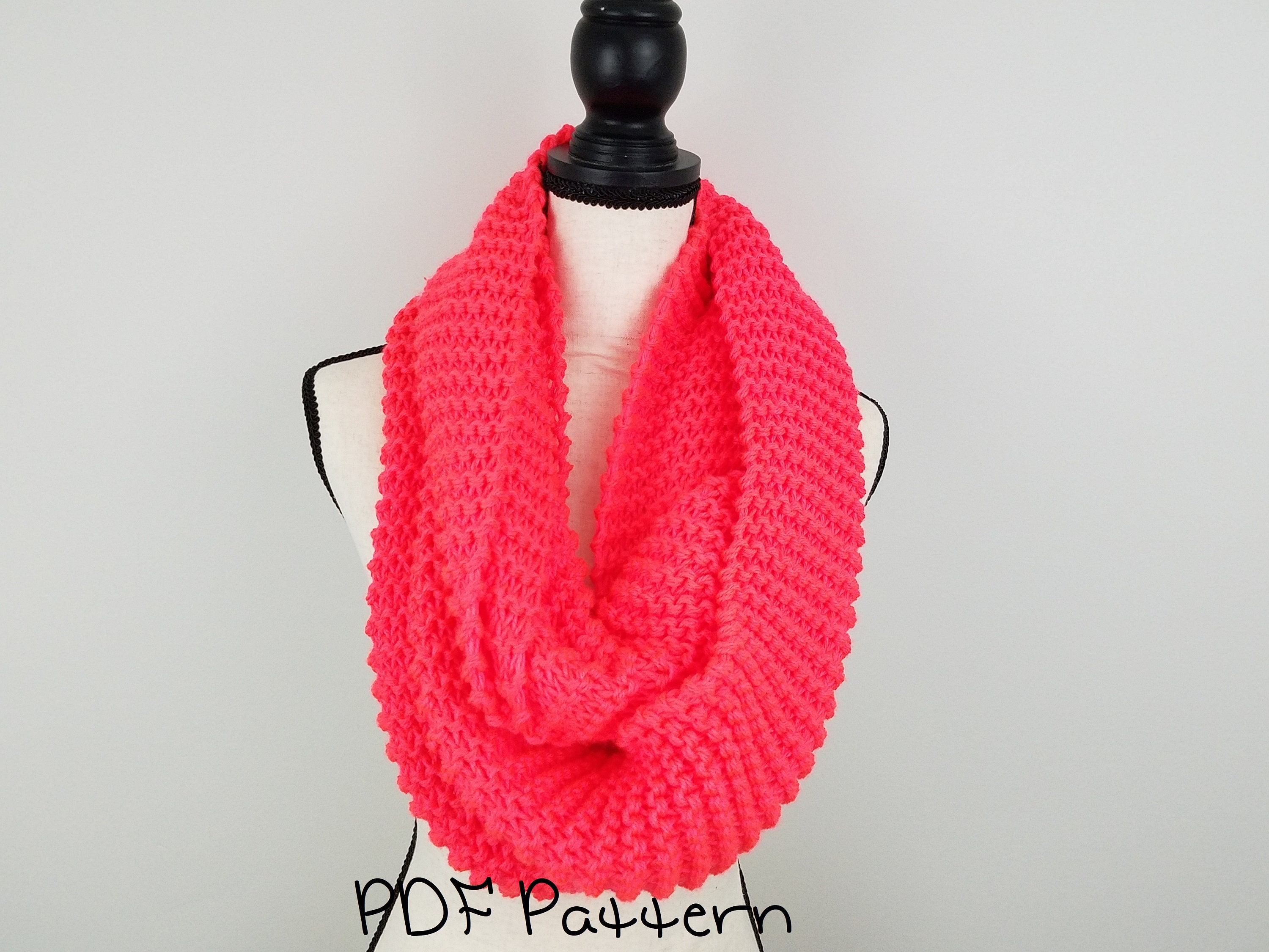 Beginner Infinity Scarf Pattern Easy Scarf Knitting Pattern Fast Knit ...