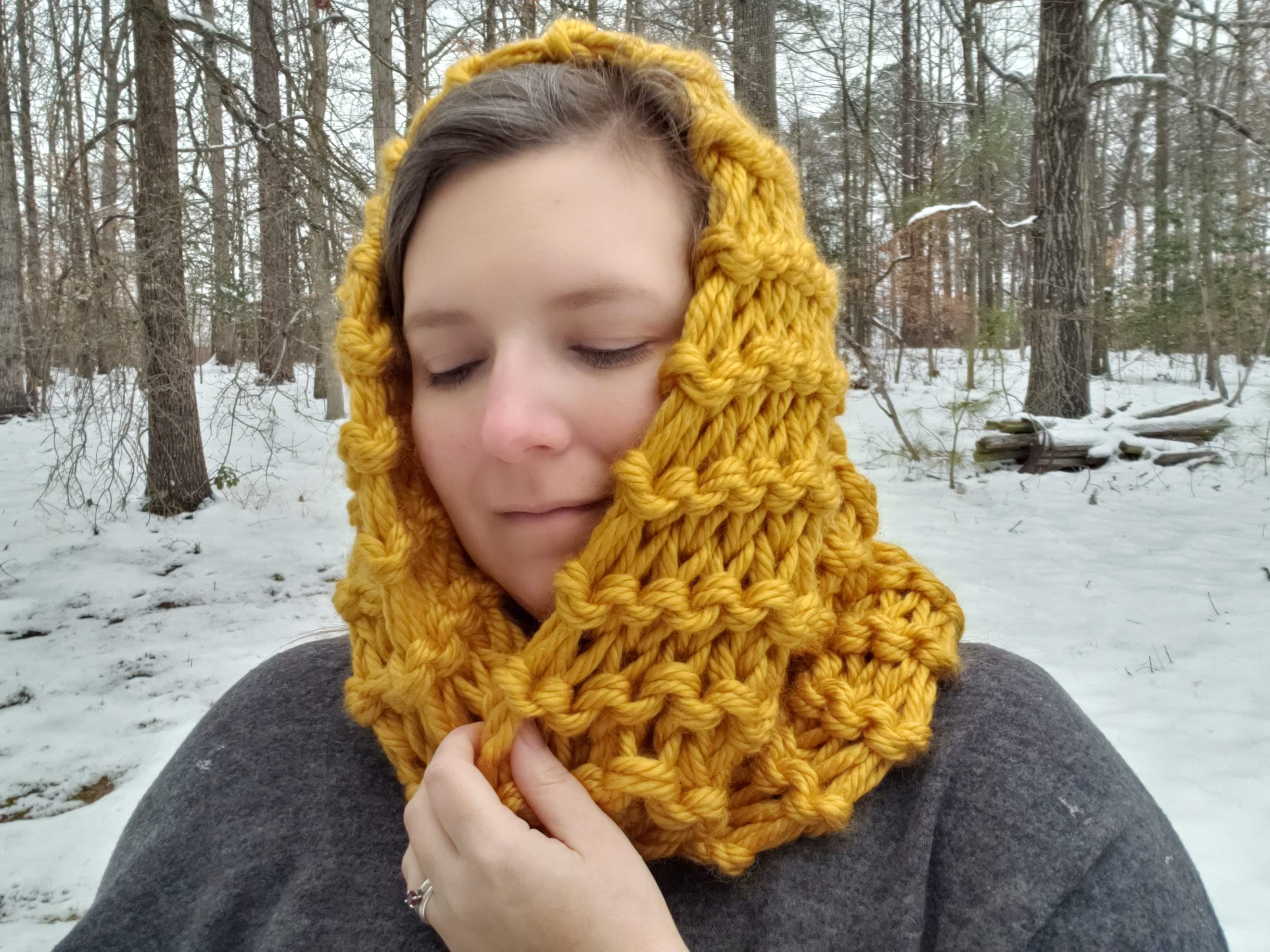 Mustard Yellow Cowl / Chunky Knitted Cowl / Hand Knit Thick Warm Scarf ...