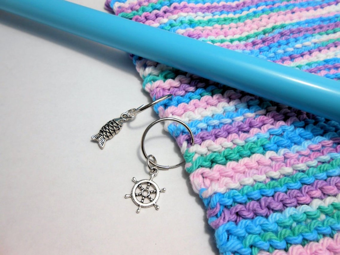 Knitting Stitch Markers Set of 5 Nautical Stitch Markers Etsy