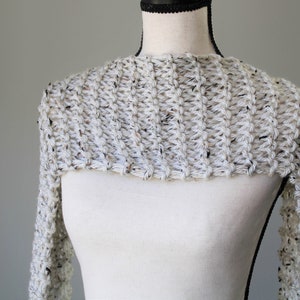 Knitted Cream Tweed Scarf / Chunky Hand Knit Scarf / Warm and Cozy Vegan Friendly Scarf image 5
