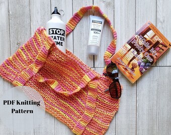 Summer Beach Tote Knitting Pattern, Easy Beach Bag Pattern for Beginners, Beginner PDF Knitting Pattern