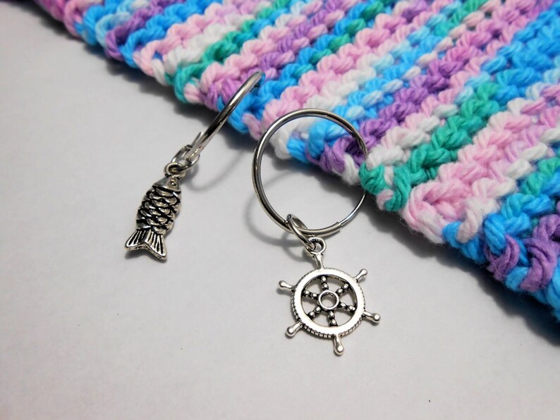 Knitting Stitch Markers Set of 5 Nautical Stitch Markers Etsy