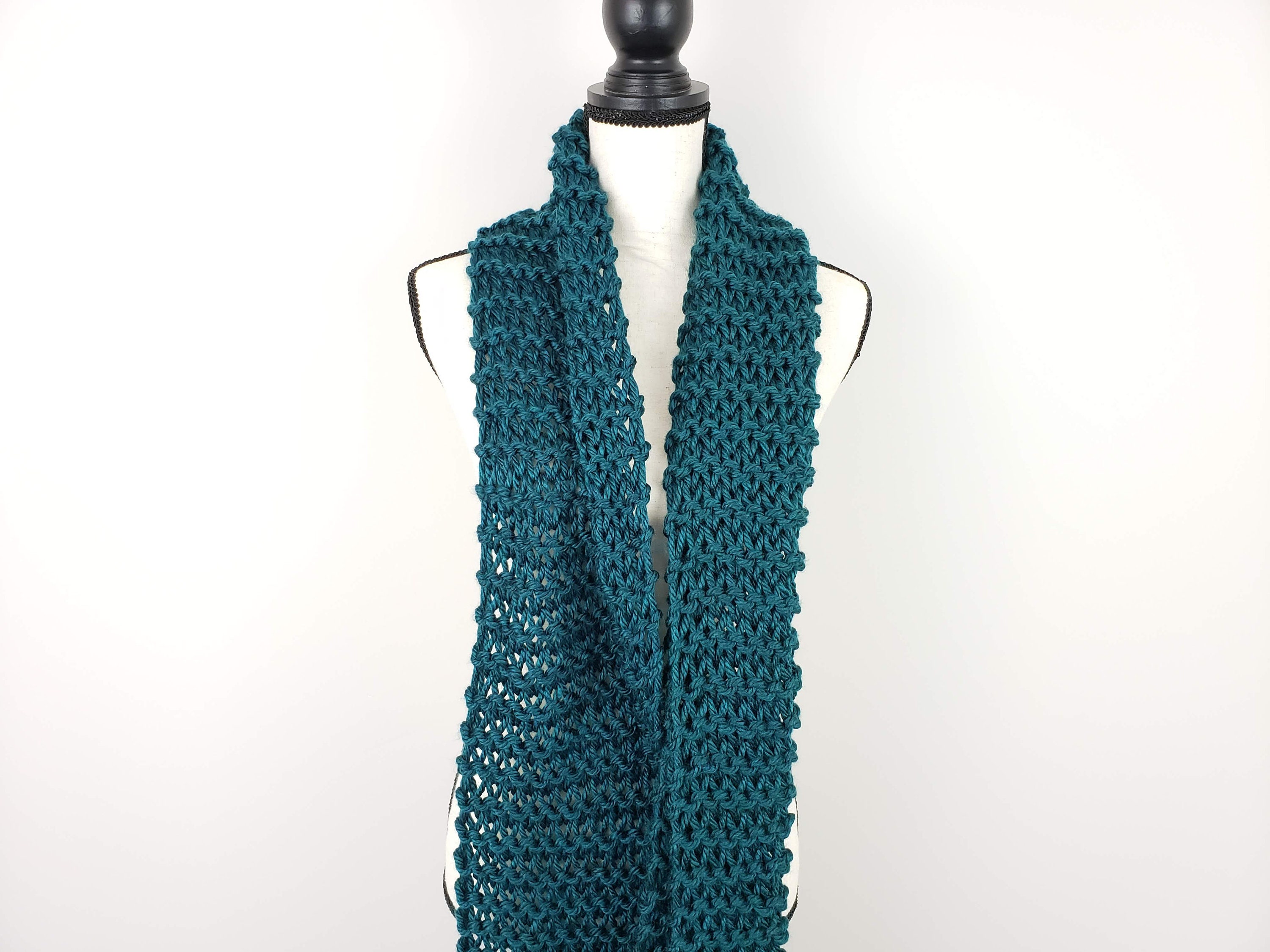 Chunky Teal Scarf / Warm Knitted Scarf / Vegan Friendly Soft Scarf - Etsy