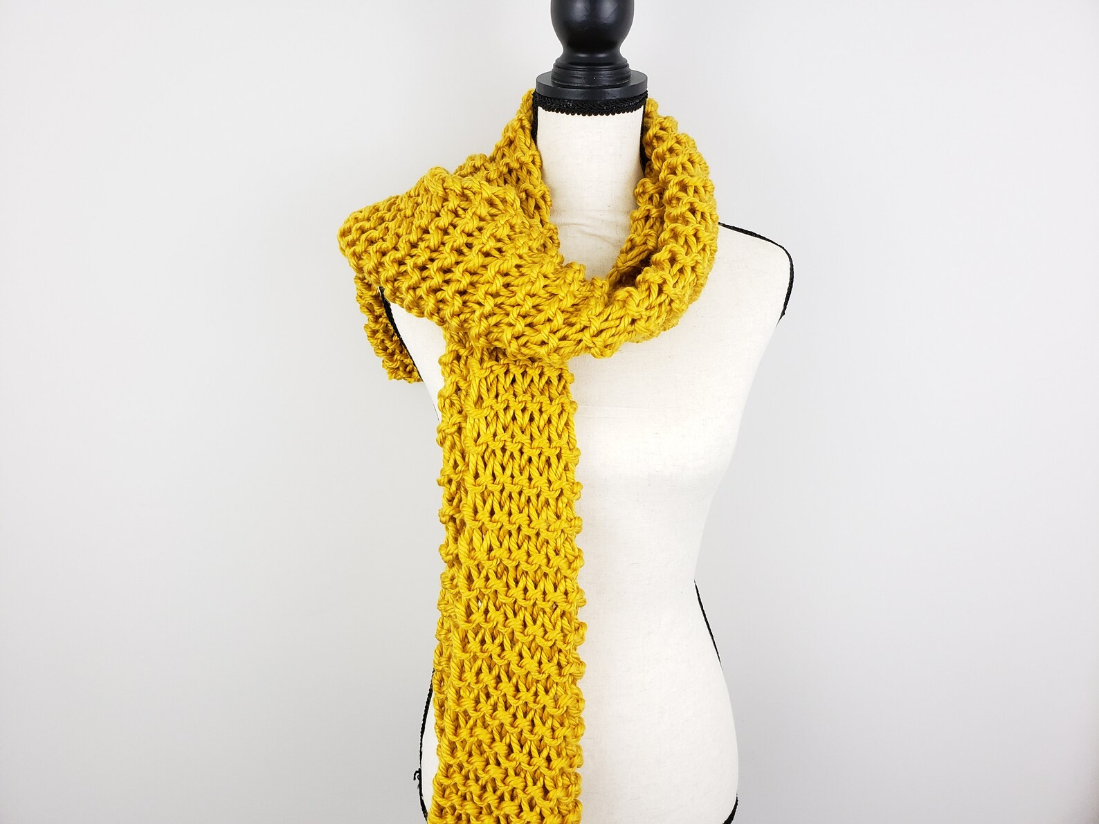 Chunky Yellow Knitted Scarf, Warm Knit Mustard Scarf, Thick Winter ...