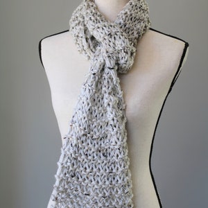 Knitted Cream Tweed Scarf / Chunky Hand Knit Scarf / Warm and Cozy Vegan Friendly Scarf image 2