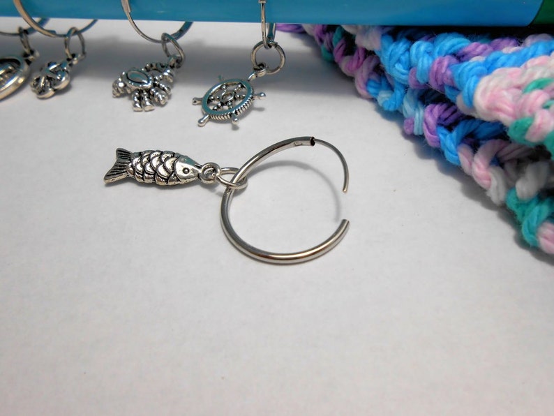 Knitting Stitch Markers Set of 5 Nautical Stitch Markers Etsy