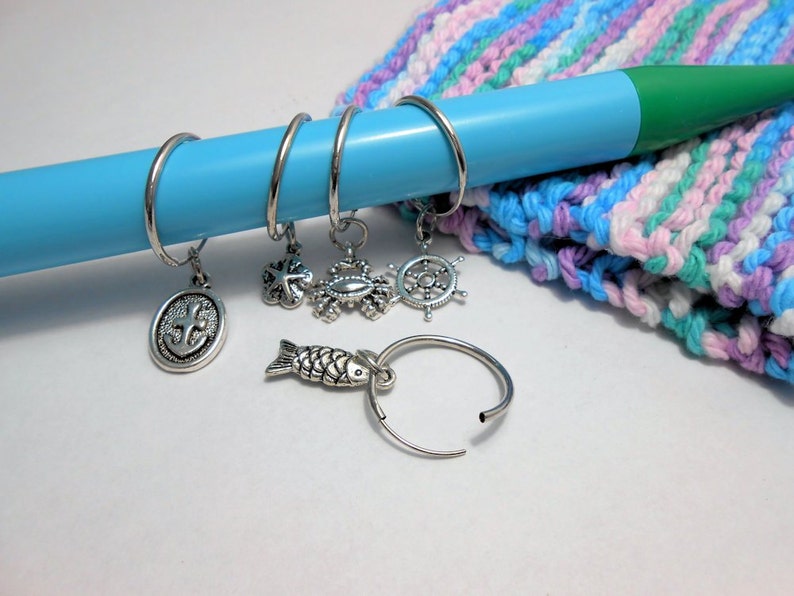 Knitting Stitch Markers Set of 5 Nautical Stitch Markers Etsy